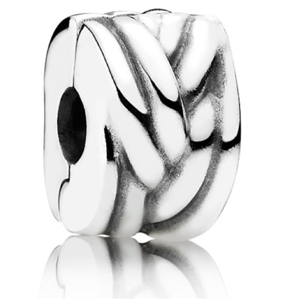 Authentic Pandora Woven Twists Sterling Silver Clip Charm (Set of 2)
